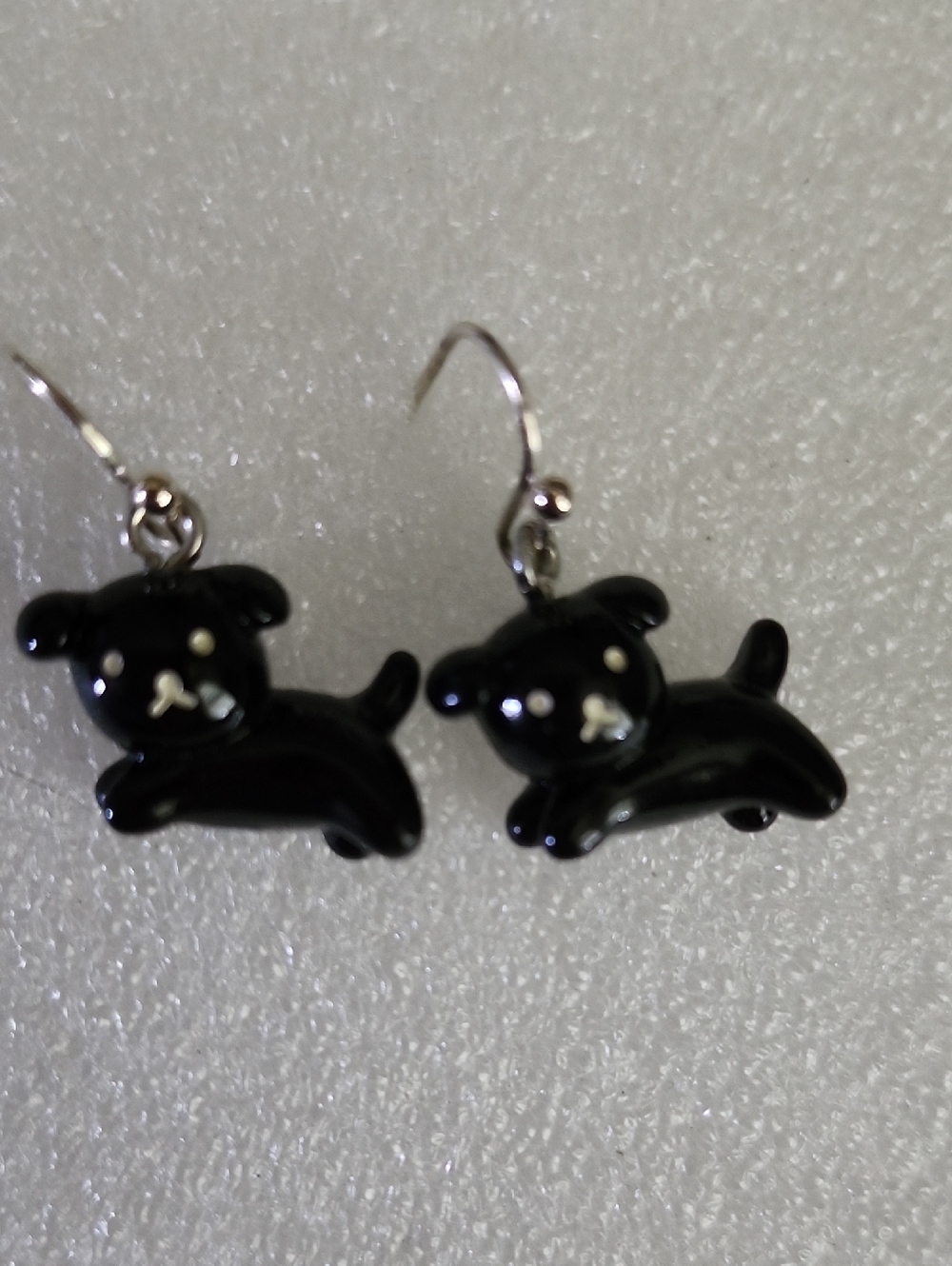 Hand Crafted Black Dog Dangle Earrings
